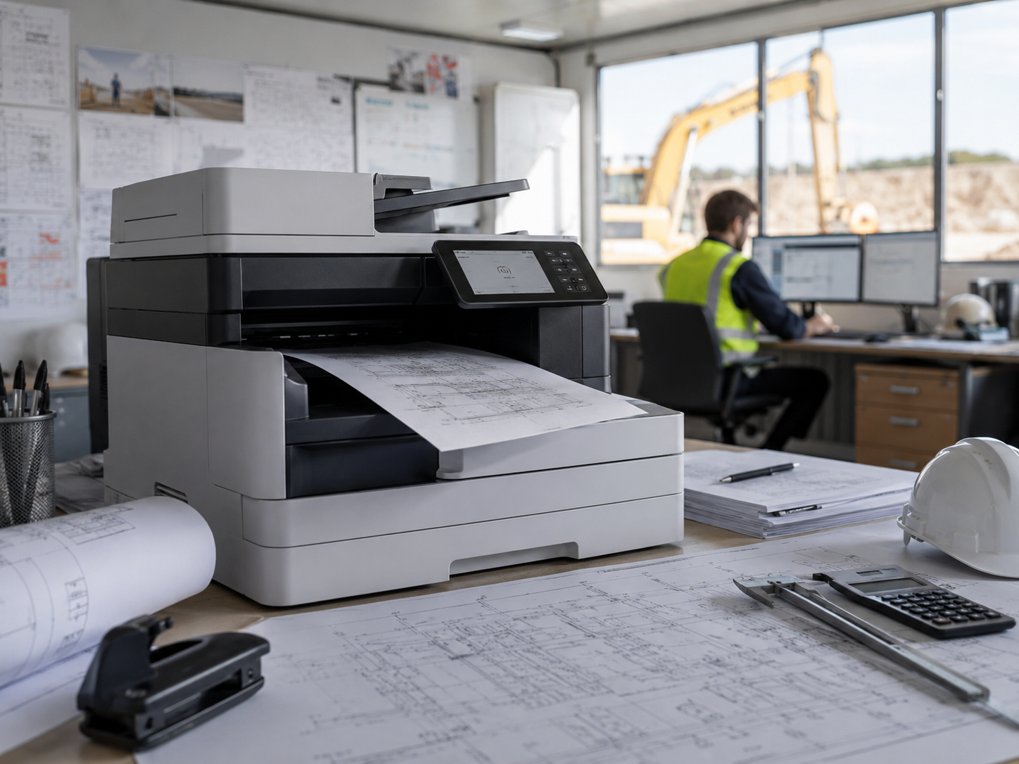 Equipo multifuncional profesional para impresión, copiado y escaneo en oficina de obra